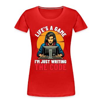 Coder Life's A Game I'm Just Web Developer Coders - Frauen Premium Bio T-Shirt - Rot - Vorne - Mia (176cm)