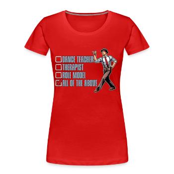 Professeur de danse Thérapeute Modèle Chorégraphe - T-shirt bio Premium Femme - rouge - Devant - Mia (176cm)