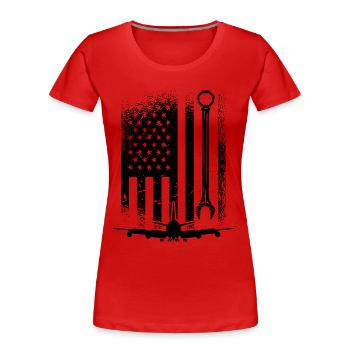 Pilotflugzeuge Der Flugzeugmechaniker Luftfahrt - Frauen Premium Bio T-Shirt - Rot - Vorne - Mia (176cm)
