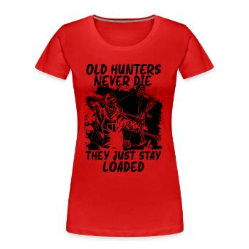 Old Hunters Never Bowhunting Shooting Bowhunter - Frauen Premium Bio T-Shirt - Rot - Vorne - Mia (176cm)