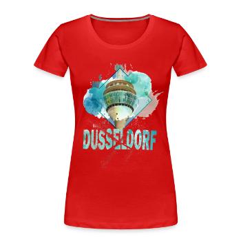 Düsseldorf Allemagne City Skyline Splash Coloré - T-shirt bio Premium Femme - rouge - Devant - Mia (176cm)