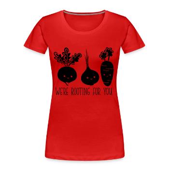 We're Rooting For Vegan Chef Vegetable Vegan Chefs - Frauen Premium Bio T-Shirt - Rot - Vorne - Mia (176cm)