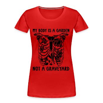 My Body Is A Plant Based Meatless Vegan Diet Lover - Women's Premium Organic T-Shirt - red - Front - Mia (176cm)