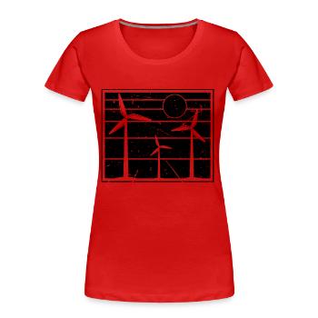 Windmill Retro Green Energy Turbine Technician - Women's Premium Organic T-Shirt - red - Front - Mia (176cm)