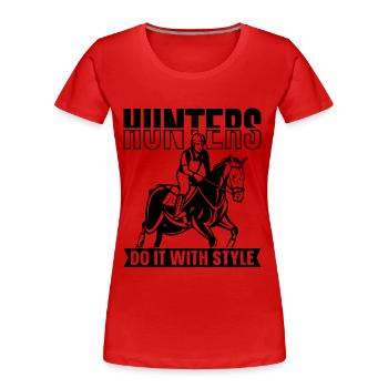 Hunters Do It With Show Jumping Equine Show Jumper - Women's Premium Organic T-Shirt - red - Front - Mia (176cm)