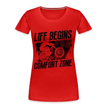 Life Begins At The End Bike Racing Mountain Biker - Frauen Premium Bio T-Shirt - Rot - Vorne - Mia (176cm)