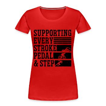 Soutenir chaque amateur de triathlon de course de pédales de course - T-shirt bio Premium Femme - rouge - Devant - Mia (176cm)