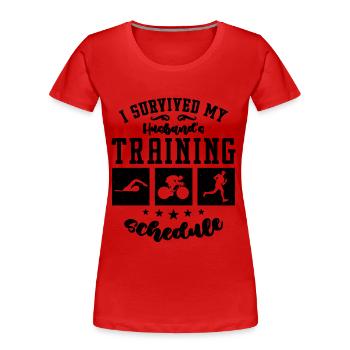 I Survived My Husband's SprintingTriathlon Lover - Frauen Premium Bio T-Shirt - Rot - Vorne - Mia (176cm)