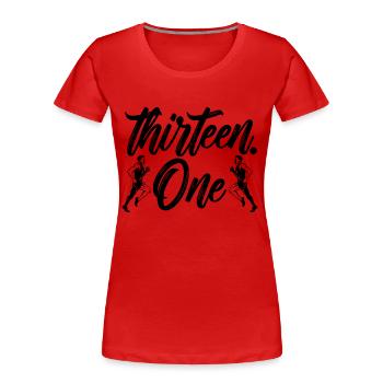 Treize marathoniens athlétiques d’un demi-marathon - T-shirt bio Premium Femme - rouge - Devant - Mia (176cm)