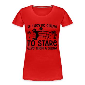 If They're Going Beach Holiday Volleyball Player - Women's Premium Organic T-Shirt - red - Front - Mia (176cm)