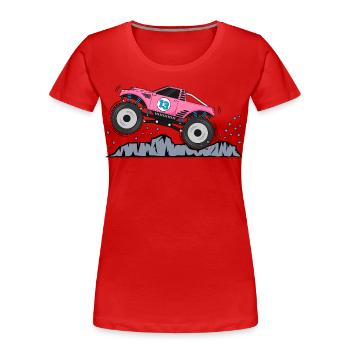 Monstertruck Geburtstag 13 Pink - Frauen Premium Bio T-Shirt - Rot - Vorne - Mia (176cm)