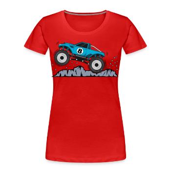 Monstertruck Geburtstag 8 Turkis - Frauen Premium Bio T-Shirt - Rot - Vorne - Mia (176cm)
