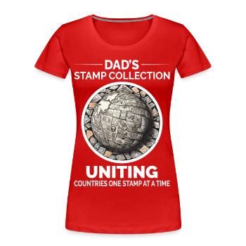 Vintage Postage Stamps Collecting Dad Collectors - Women's Premium Organic T-Shirt - red - Front - Mia (176cm)