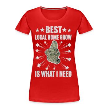Stoner Home Grow - Women's Premium Organic T-Shirt - red - Front - Mia (176cm)