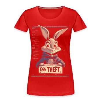 Oeuf de lapin voleur Lapin de Pâques Mugshot Photo de police - T-shirt bio Premium Femme - rouge - Devant - Mia (176cm)