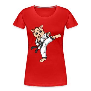 Karate Katze Judo Kitten Kinder Selbstverteidigung - Frauen Premium Bio T-Shirt - Rot - Vorne - Mia (176cm)