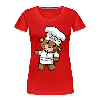 Culinary Art Teddy Chef Kitchen Drawing Comic Bear - Women's Premium Organic T-Shirt - red - Front - Mia (176cm)
