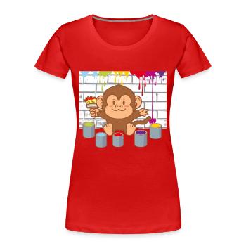 Little Monkey Painting Artist Colorful Kids Baby - Women's Premium Organic T-Shirt - red - Front - Mia (176cm)