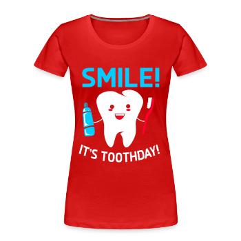 Zahnarzt Geschenk Zahnärztin Zahnmedizin Zahn - Frauen Premium Bio T-Shirt - Rot - Vorne - Mia (176cm)