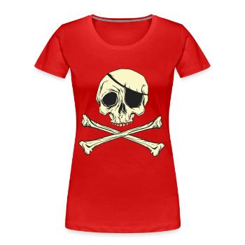Piratenflagge Piratenschädel Augenklappe - Frauen Premium Bio T-Shirt - Rot - Vorne - Mia (176cm)