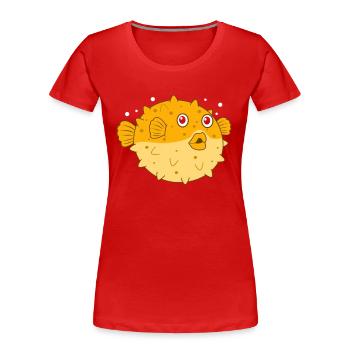Kugelfisch - Frauen Premium Bio T-Shirt - Rot - Vorne - Mia (176cm)