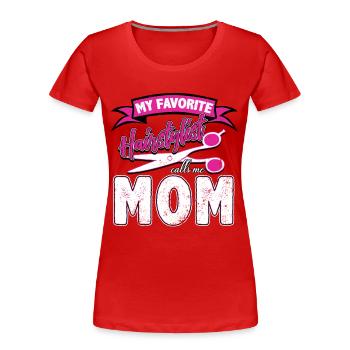 Barbier maman - T-shirt bio Premium Femme - rouge - Devant - Mia (176cm)