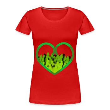 Wald Herz Naturfreund Umwelt Ökologie Co2 Natur - Frauen Premium Bio T-Shirt - Rot - Vorne - Mia (176cm)
