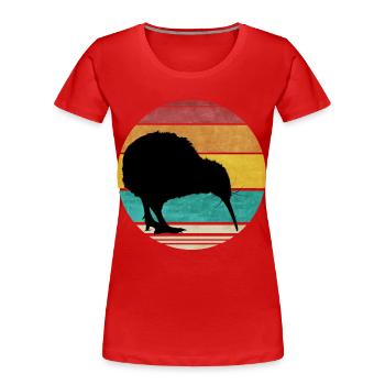 Retro Kiwi New Zealand Vintage New Zealand Travel - T-shirt bio Premium Femme - rouge - Devant - Mia (176cm)