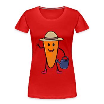 Carrots Gardener Carrot Gardening Garden Watering Can - Women's Premium Organic T-Shirt - red - Front - Mia (176cm)