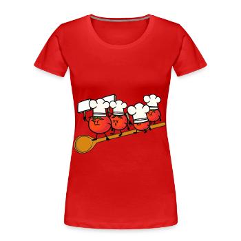 Koch Küchen Demonstration Tomaten Gastronomie Job - Frauen Premium Bio T-Shirt - Rot - Vorne - Mia (176cm)