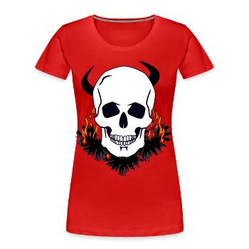 Teufel Schädel Fegefeuer Hölle Satan teuflisch Tod - Frauen Premium Bio T-Shirt - Rot - Vorne - Mia (176cm)
