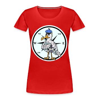 Moin Mer du Nord Mer Seagull Compass Sailor Sailor Sailor Sailor - T-shirt bio Premium Femme - rouge - Devant - Mia (176cm)