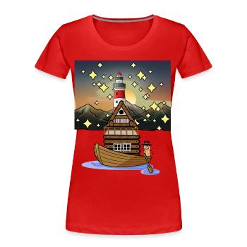 Nature Lovers Peanut Adventure Travel Expedition - Women's Premium Organic T-Shirt - red - Front - Mia (176cm)