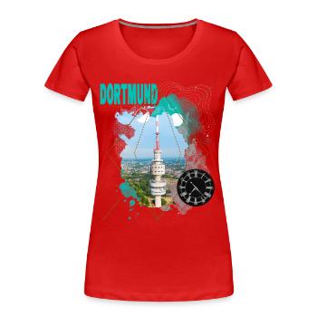Dortmund Allemagne City Skyline Vintage Rétro - T-shirt bio Premium Femme - rouge - Devant - Mia (176cm)