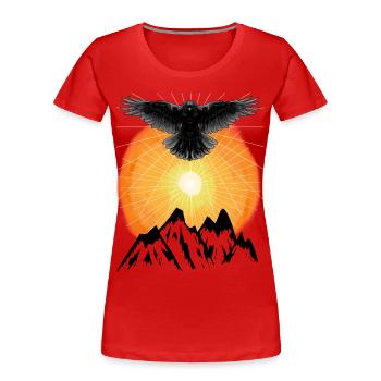 Sonnenstrahlen Rabe Gebirge Jenseits Natur Sonne - Frauen Premium Bio T-Shirt - Rot - Vorne - Mia (176cm)