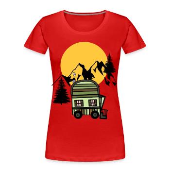Bauwagen Naturfreund Alpen Hütte Bergsteiger Alm - Women's Premium Organic T-Shirt - red - Front - Mia (176cm)