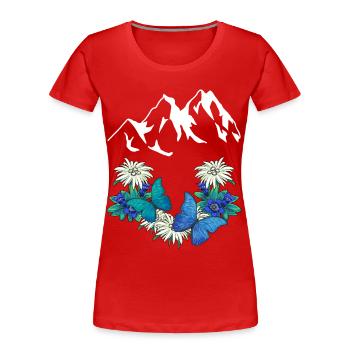 Austria Switzerland Dolomites Salzburg South Tyrol Alm - Women's Premium Organic T-Shirt - red - Front - Mia (176cm)