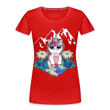 Alps Unicorn Spring Mythical Animals Alm Children - Women's Premium Organic T-Shirt - red - Front - Mia (176cm)