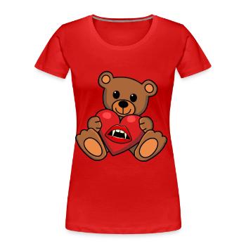 Teddy Herz Vampir Horror Halloween Blutsauger - Frauen Premium Bio T-Shirt - Rot - Vorne - Mia (176cm)
