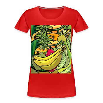 Sommerzeit exotische saftige Früchte Obst Vitamine - Frauen Premium Bio T-Shirt - Rot - Vorne - Mia (176cm)