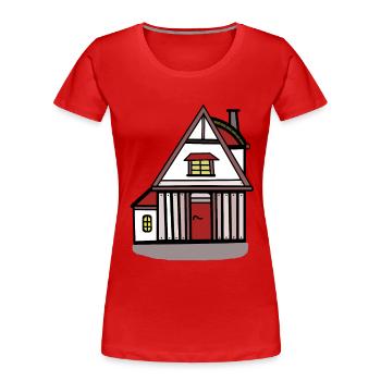 Haus Hütte wohnen Bauherr bauen Immobilie - Frauen Premium Bio T-Shirt - Rot - Vorne - Mia (176cm)