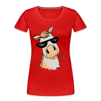 Pferd Pferde chillen Sonnenbrille Meme Gaul - Frauen Premium Bio T-Shirt - Rot - Vorne - Mia (176cm)