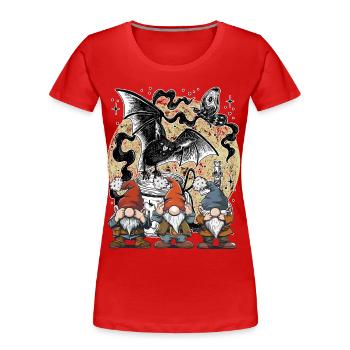 Fledermaus Geisterstunde Zwerge Zauberei Märchen - Frauen Premium Bio T-Shirt - Rot - Vorne - Mia (176cm)