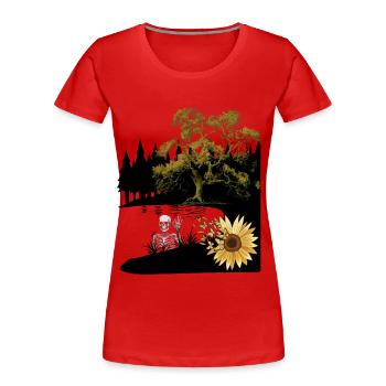 Mort, Fin, Réincarnation, Au-delà, Nature, Deuil - T-shirt bio Premium Femme - rouge - Devant - Mia (176cm)