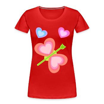 Baby Kleinkind Frühling Schmetterling Herzen 80er - Frauen Premium Bio T-Shirt - Rot - Vorne - Mia (176cm)