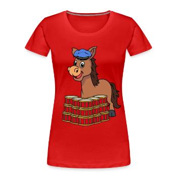 Esel Trommler Trommel - Frauen Premium Bio T-Shirt - Rot - Vorne - Mia (176cm)
