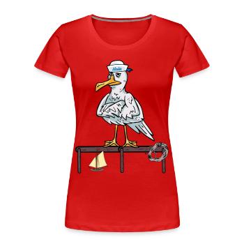 maritim Möwen Möwe Seefahrer Segelschiff Ahoi - Frauen Premium Bio T-Shirt - Rot - Vorne - Mia (176cm)