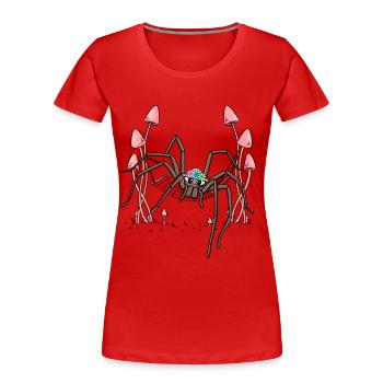 Spinne Spinnen abhängen Hängematte Spinnennetz - Frauen Premium Bio T-Shirt - Rot - Vorne - Mia (176cm)