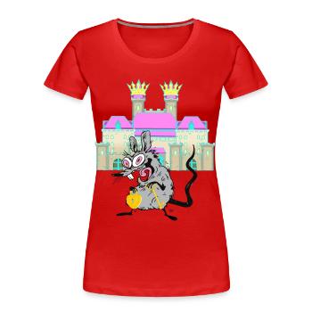 Château Conte de fées Rat Médiéval Rongeur Château Enfant - T-shirt bio Premium Femme - rouge - Devant - Mia (176cm)