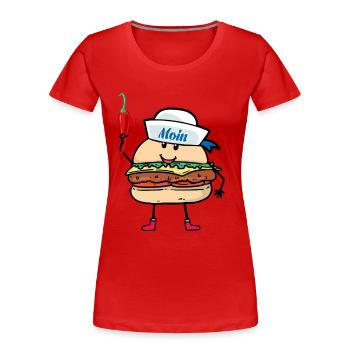 Seemann Seemänner maritim Seefahrt Moin - Frauen Premium Bio T-Shirt - Rot - Vorne - Mia (176cm)